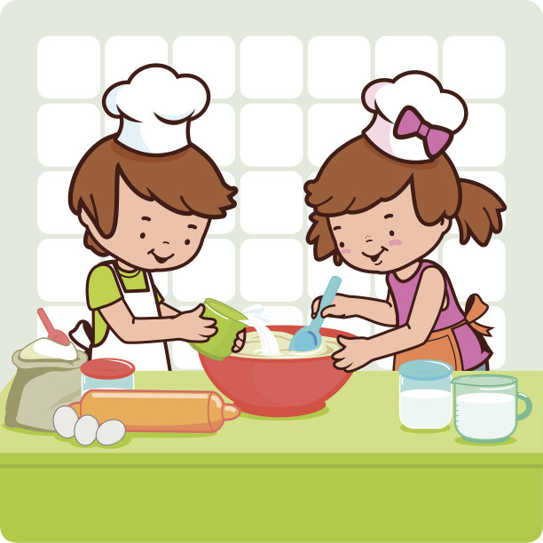 孩子们在厨房做饭图片下载