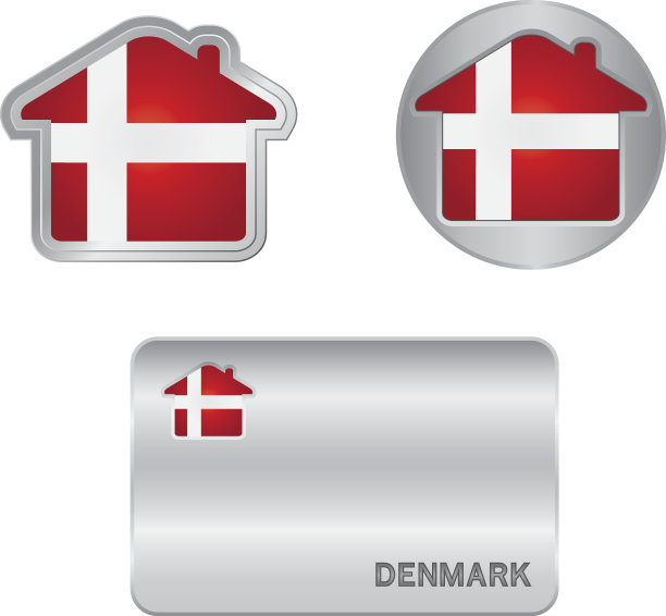 丹麦国旗上的Home图标图片下载