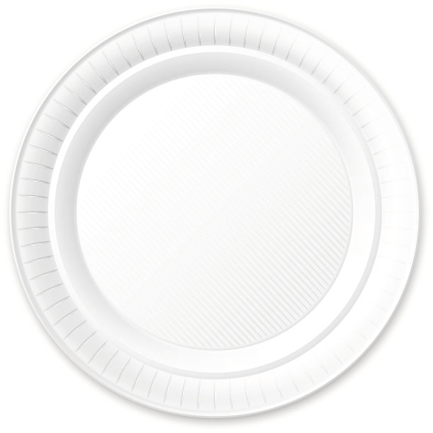 一次性塑料盘子。孤立在白色的。图片下载