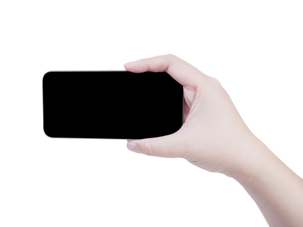 女人右手拿着智能手机1图片下载