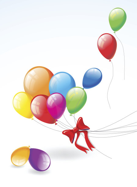 五颜六色的气球。向量图片下载