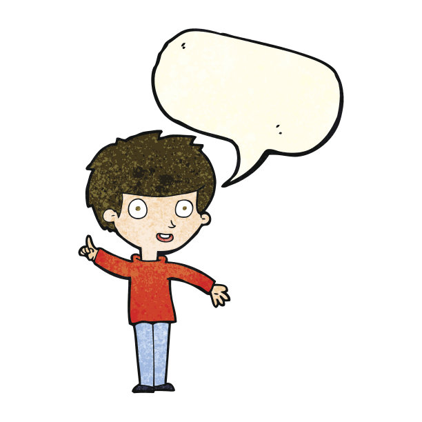 卡通男孩与想法与言语泡泡图片下载