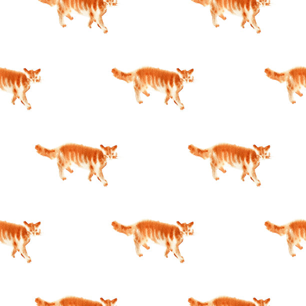 无缝水彩猫图案图片下载