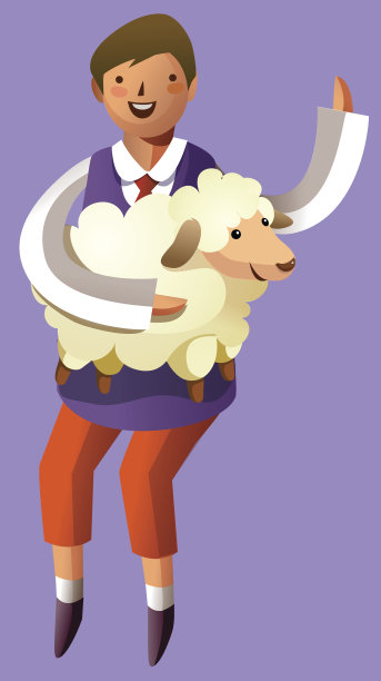 一个男孩手里拿着羊的肖像图片下载