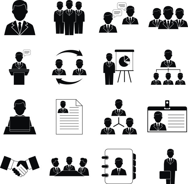 企业管理、战略和人力资源图标图片下载