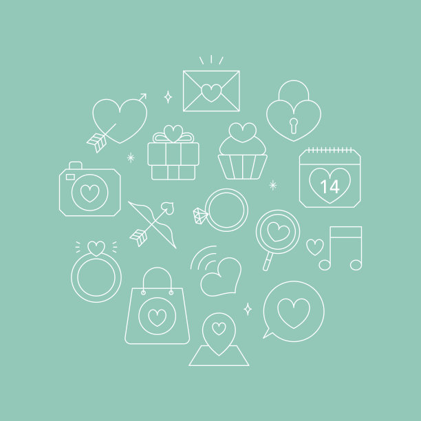 情人节线图标圈设置图片下载