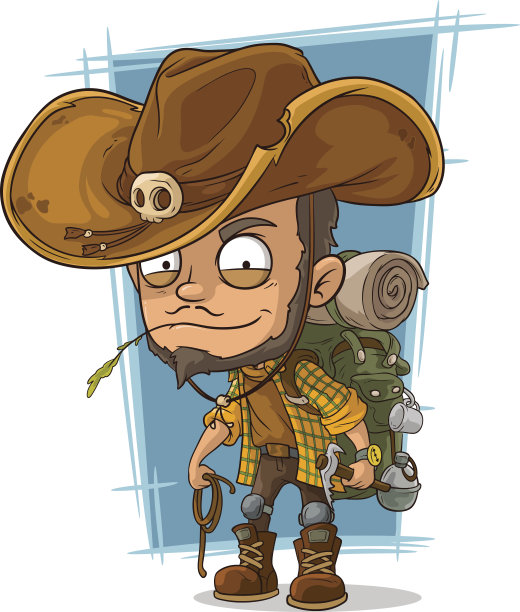 卡通狡猾的男人戴着牛仔帽图片下载