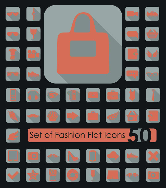 一套时尚平面图标图片下载