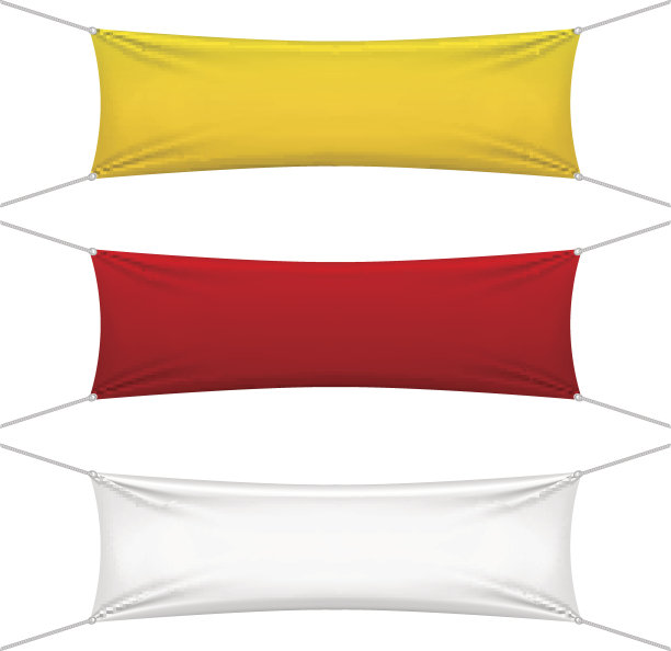 空白的红色、黄色、白色的纺织横幅图片下载