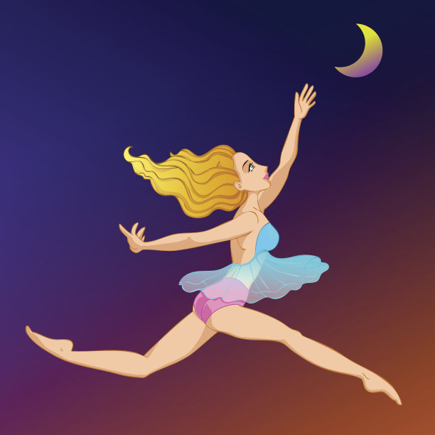女孩在月光下跳舞图片下载