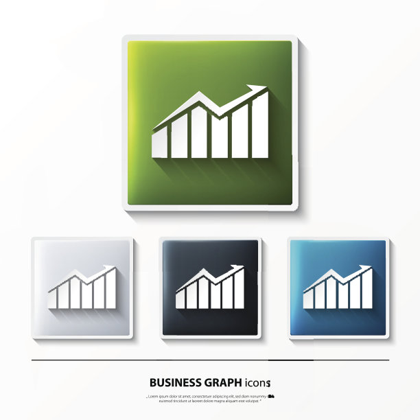矢量组光滑的图标按钮与业务图。图片下载