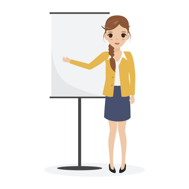 可爱的商业女性在空挂图上展示。业务人图片下载
