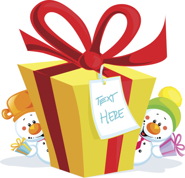 有趣的圣诞礼物孤立在白色背景与窥视雪人图片下载