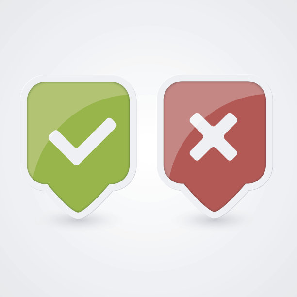 在绿色和红色的矢量图标上打勾和交叉图片下载