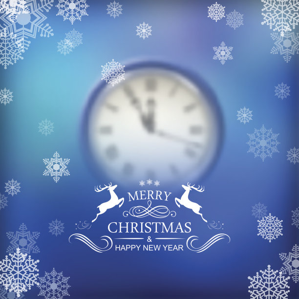 矢量圣诞排版时钟背景图片下载