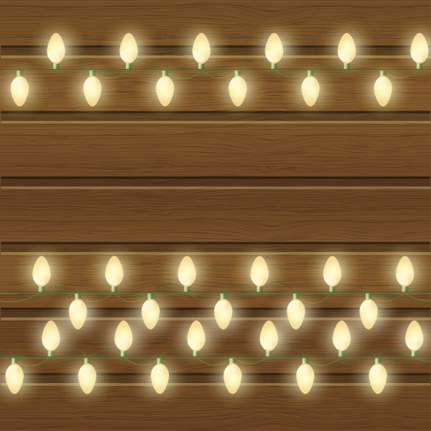 木制背景上的圣诞灯泡图片下载