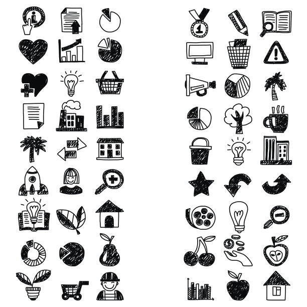 商业金融营销网络购物涂鸦图标图片下载