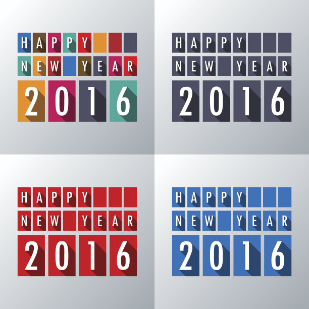 平长影集。2016年新年快乐。问候卡。Colorf图片下载