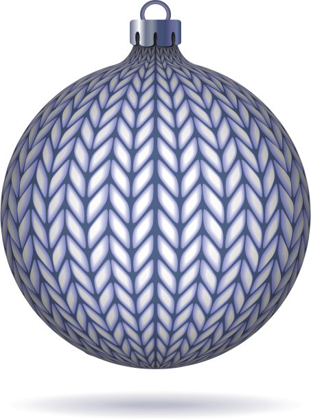 蓝色针织圣诞球。图片下载