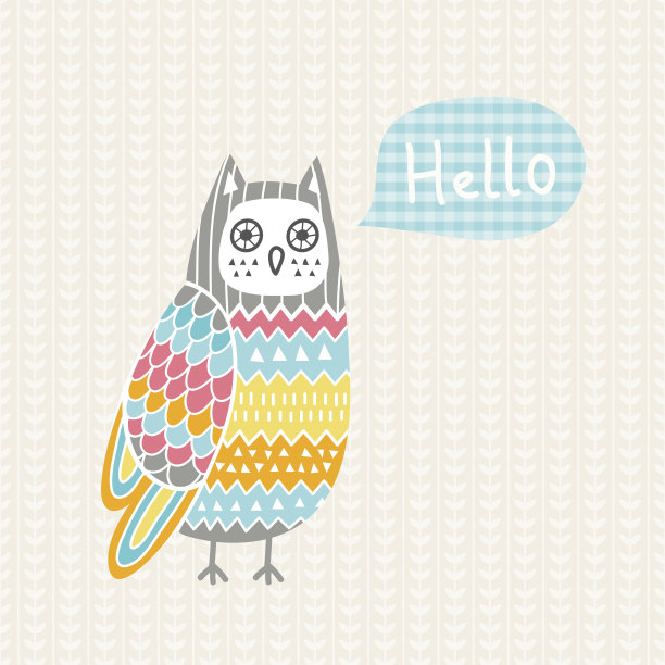 矢量插图与彩色猫头鹰图片下载