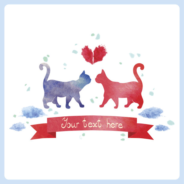 水彩的猫。图片下载