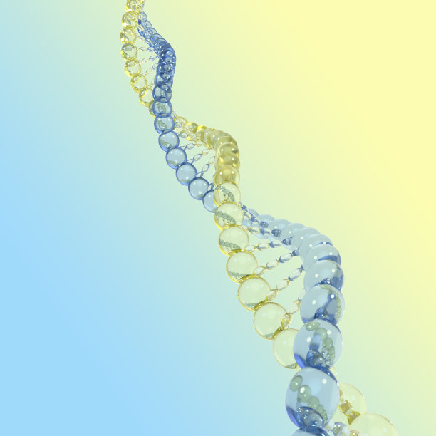 黄色和蓝色DNA链。三维渲染图片下载