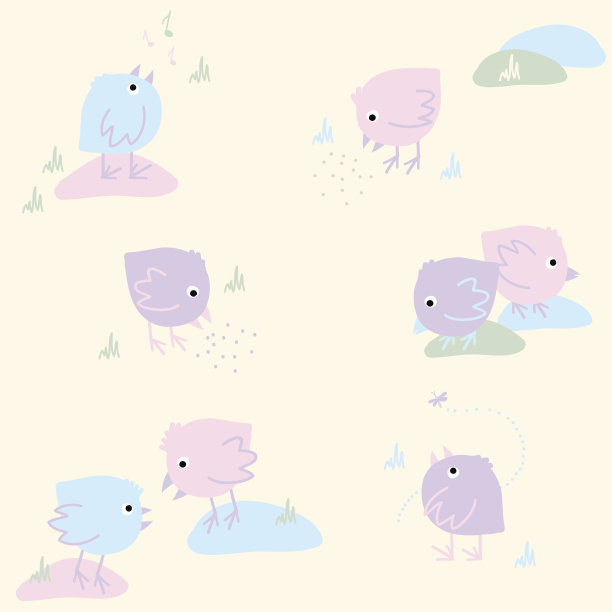 无缝模式与吃，唱歌和做梦的鸟。图片下载