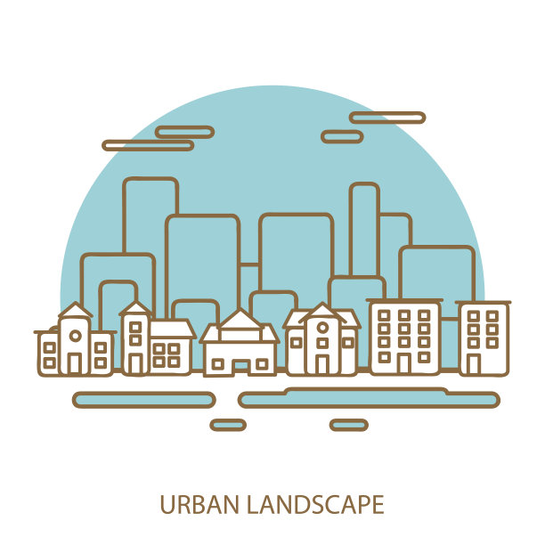 线性背景配以城市景观，为时尚现代的设计图片下载