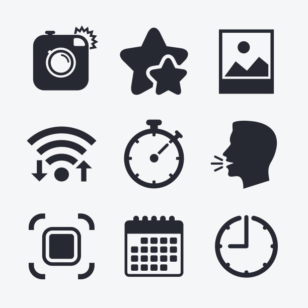 照片的相机图标。自动对焦区域和横向。图片下载