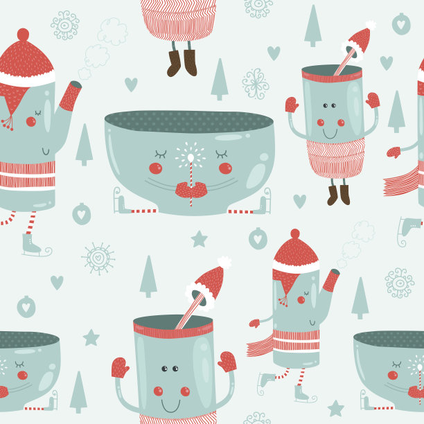 矢量圣诞背景与马克杯图片下载