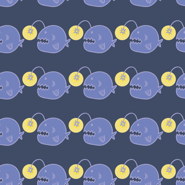 琵琶鱼无缝矢量模式图片下载