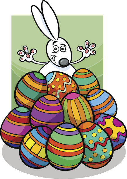 复活节兔子和彩蛋卡通插图图片下载