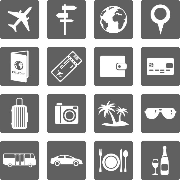 旅行和度假图标的向量集。图片下载
