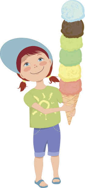拿着甜筒冰淇淋的可爱小女孩图片下载