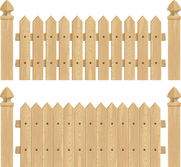 带柱子的木栅栏——轻质木材。图片下载