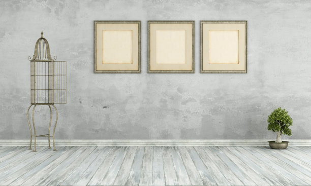 没有家具的复古客厅图片下载