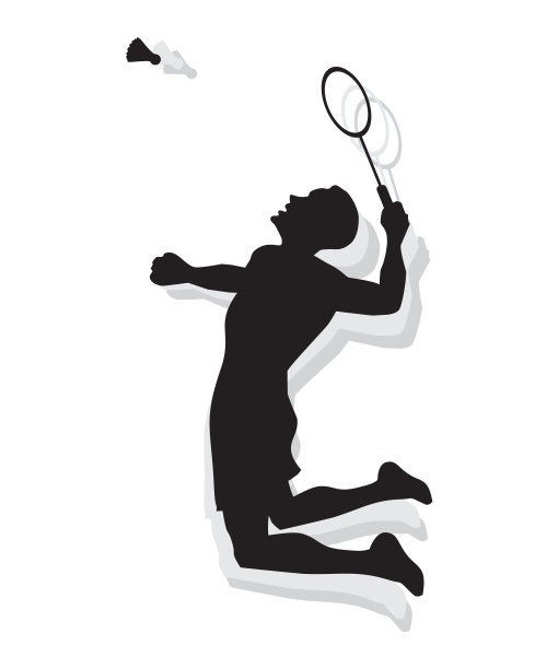 男子打羽毛球的剪影图片下载