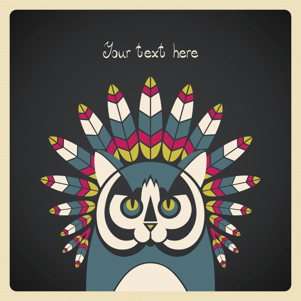 长着印第安羽毛的猫图片下载