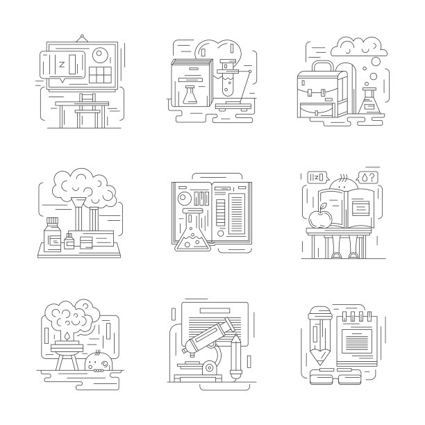 化学科学详细线矢量图标图片下载