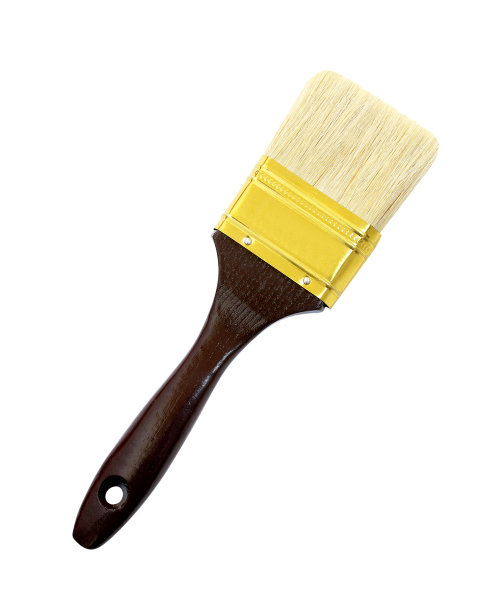 油漆刷隔离在白色背景上图片下载