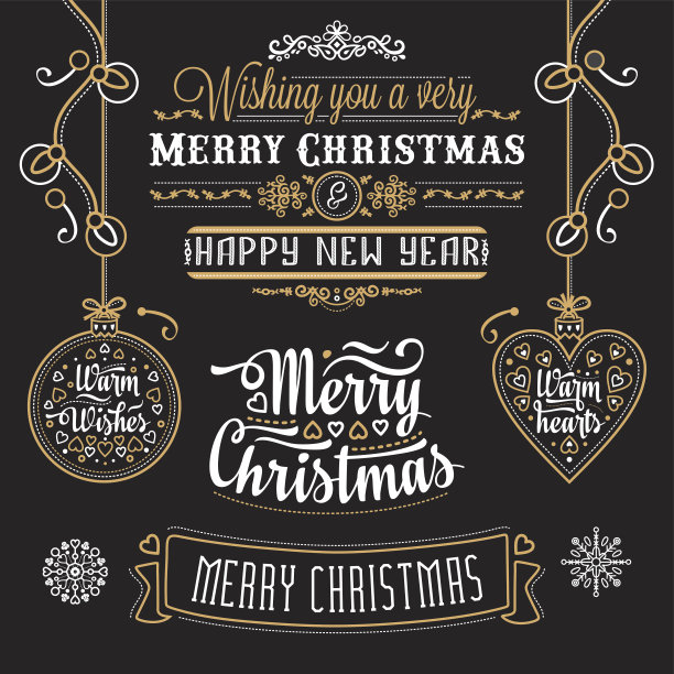 圣诞刻字设计集。图片下载