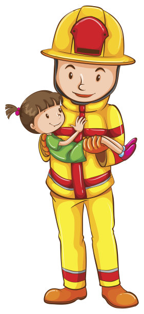 消防员救女孩图片下载