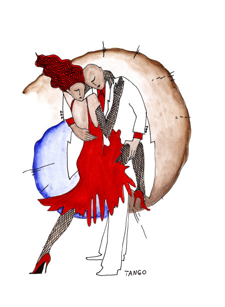 穿红衣服的女人和穿白衣服的男人跳探戈图片下载
