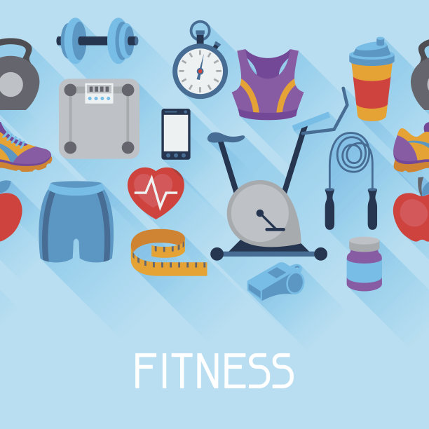 运动无缝模式与健身图标在平的风格。图片下载