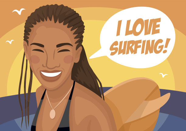 黑色女孩冲浪者微笑图片下载