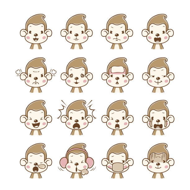 猴子的表情符号集素材图片