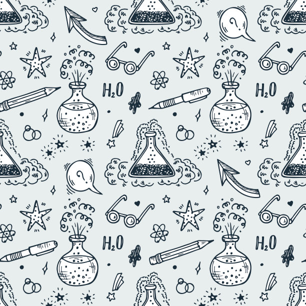 矢量无缝模式与手绘涂鸦实验室化学瓶图片下载