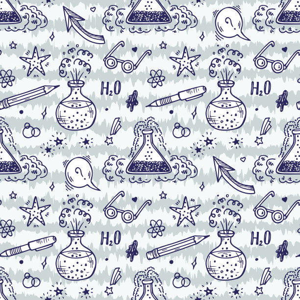 矢量无缝模式与手绘涂鸦实验室化学瓶图片下载