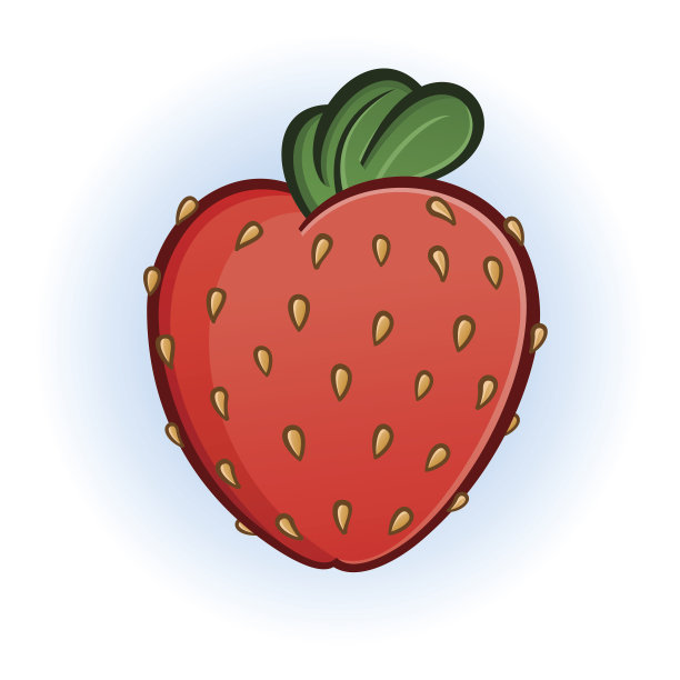 丰满多汁的草莓卡通插图图片下载