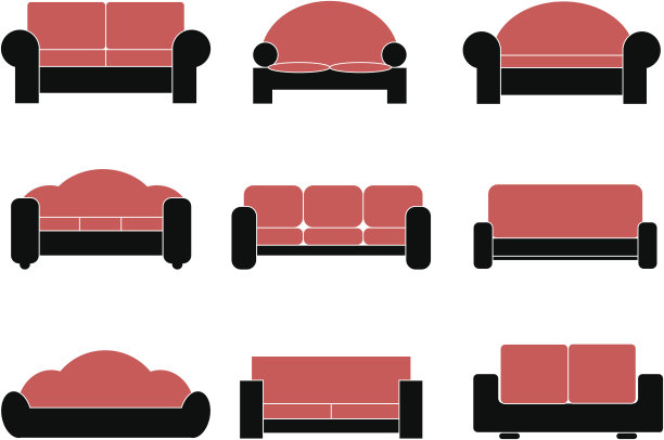 现代豪华沙发和沙发家具图标集图片下载
